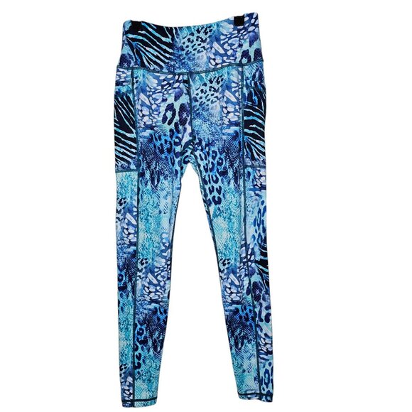 Constantly Varied Gear XS Wild Thing Blue Animal Print Leggings Pockets - Picture 2 of 10